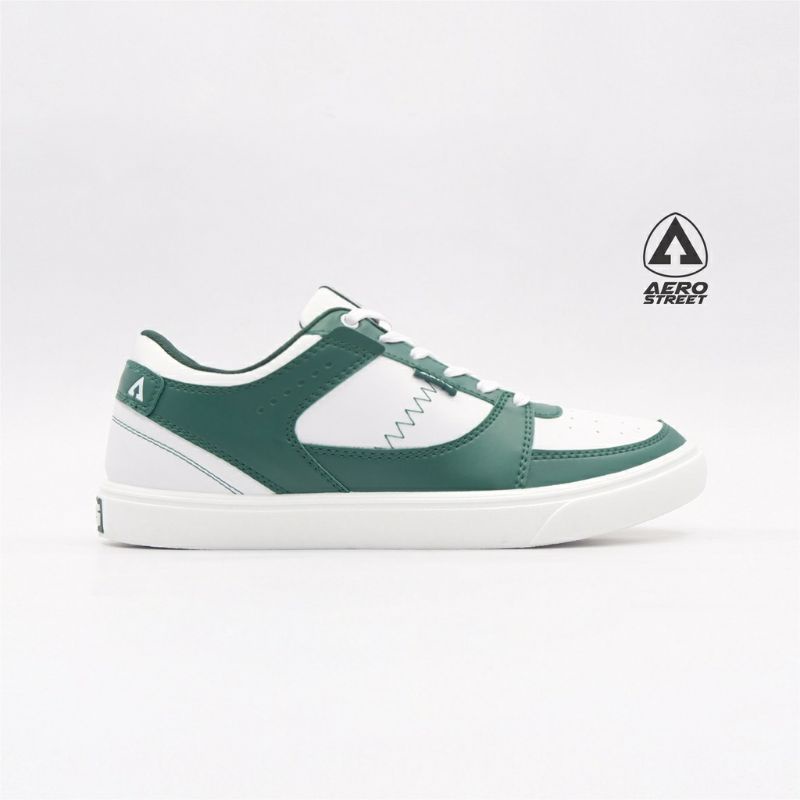 Aerostreet Hoops Low Putih Hijau - Sepatu Sneakers Casual Pria Wanita
