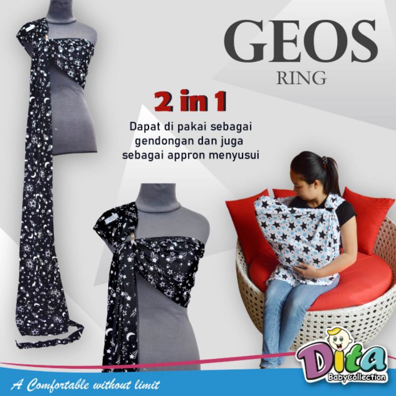 Geos ring gendongan kaos ring geos simple sling geos bayi 2in1 selimut bayi