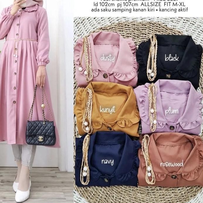 Best ORIYA TUNIK - LD100 Tunik Shakila  Kancing Aktif Free Belt / Cesira Tunik / Midi Dress / R.7 - 