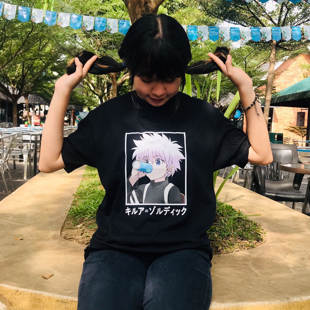 Tshirt Killua Zoldyck Chibi Black HxH Character Anime