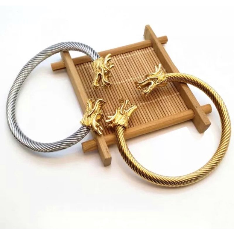 Gelang titanium pria motif kepala naga anti karat