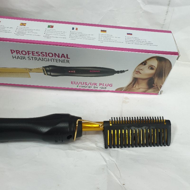 Alat Catokan Rambut Sonar Sn 5248 catok sisir Lurus Curly Keriting  2in1