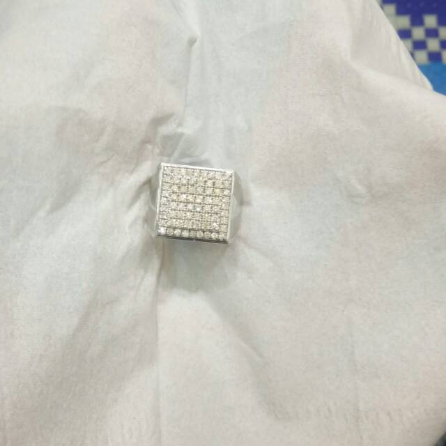 Cincin pria full natural berlian ring perak ringsize 19/20