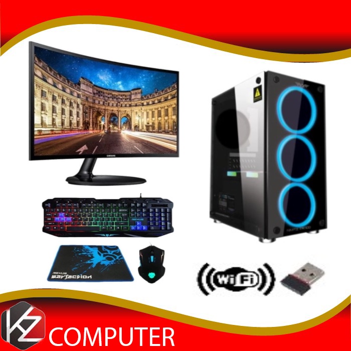 PC Gaming Ryzen 3 2200G RAM 8GB HDD 1 TB Include 24 Inch Curved