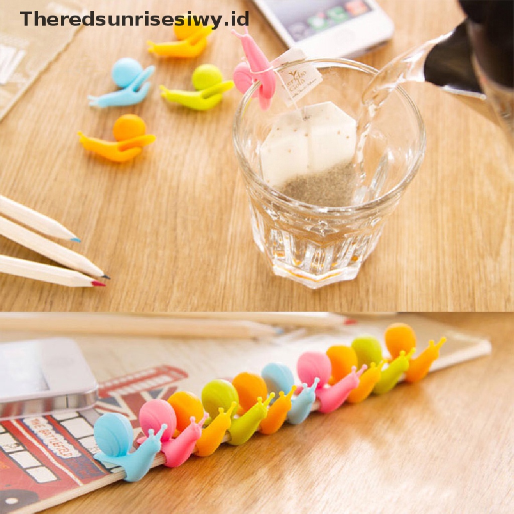 # Alat Rumah Tangga # 5pcs Holder Kantong Teh Bentuk Siput Bahan Silikon Warna Permen