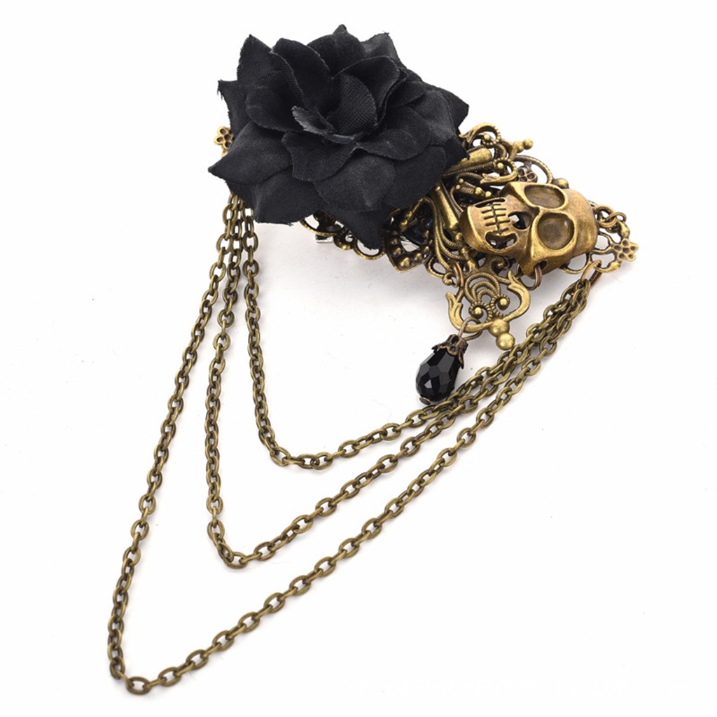 Bros Tengkorak Mawar Skull Roses Women Goth Brooches 8564