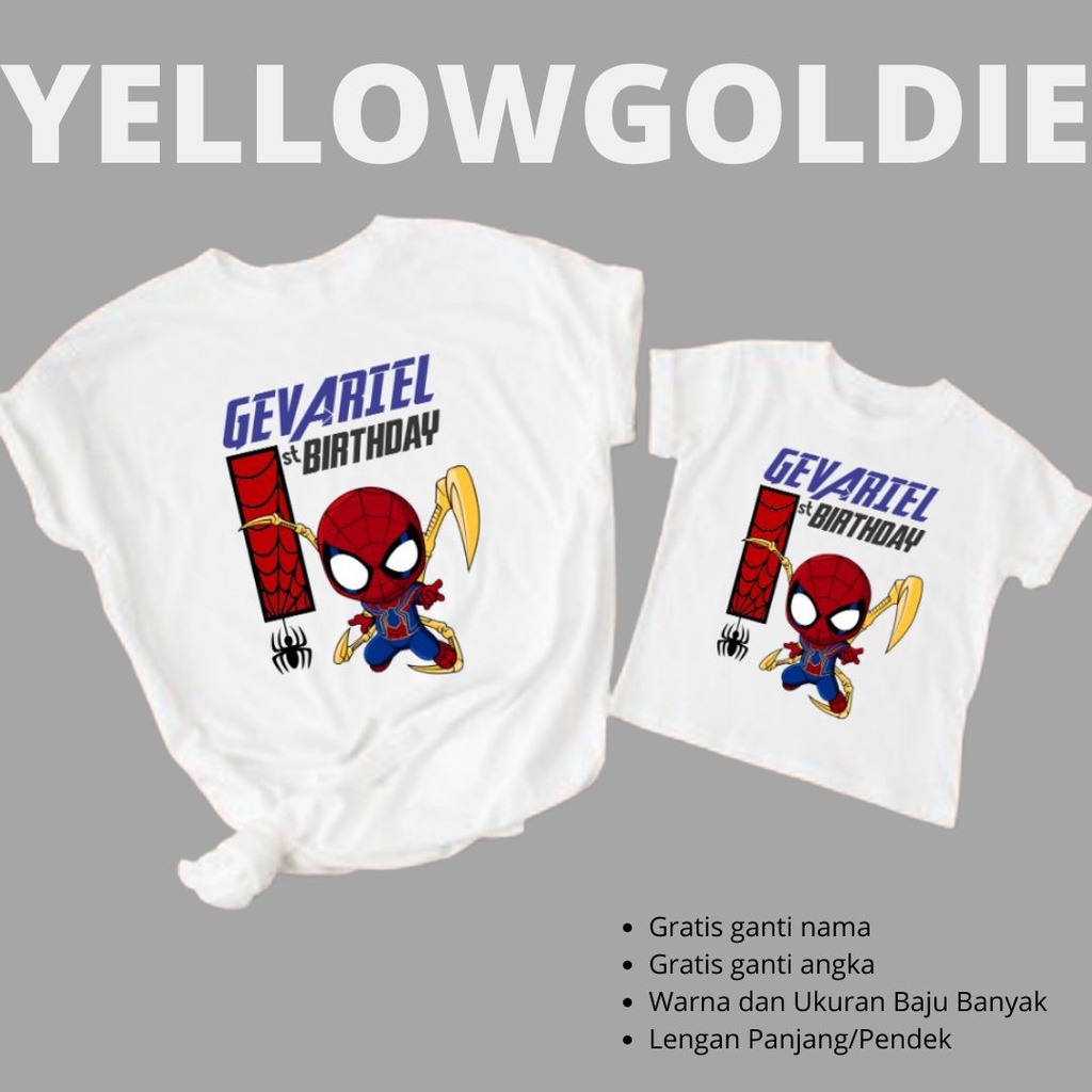 Custom Kaos Keluarga Ulang Tahun Family Tshirt couple Spiderman