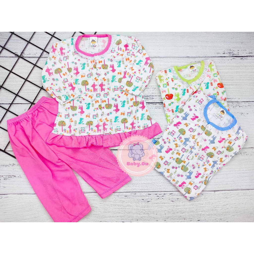 Setelan Bayi Panjang Motif Animal Forest / Setelan Piyama Bayi / Baju Bayi Panjang Rifky