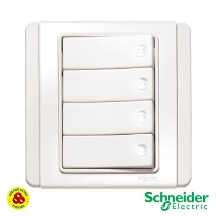 SCHNEIDER Saklar 4G Hotel NEO E3034H2 EWWW 4 Gang 2 Way with White LED