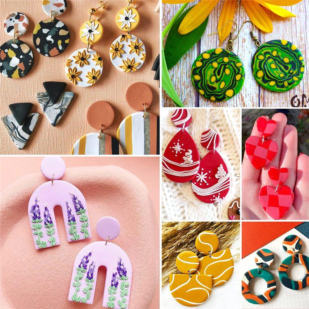 Solighter Polymer Clay Cutters Set Art DIY Alat Baking Dengan Kait Anting