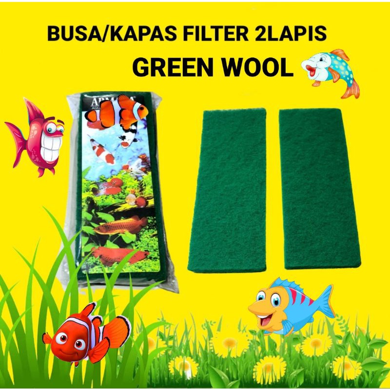 busa filter kapas filter green wool 2lapis