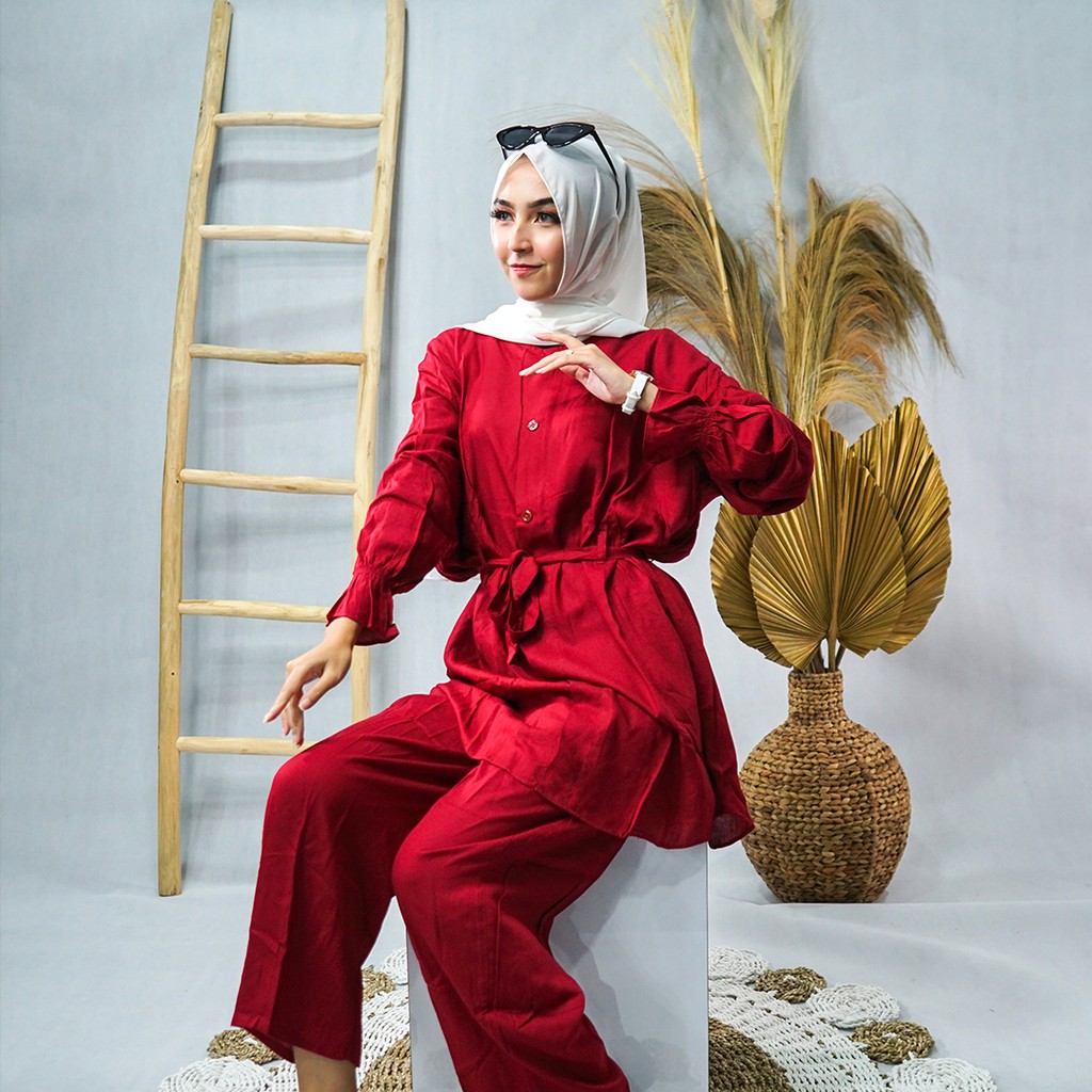 ONE SET TUNIK RAYON PREMIUM BUSUI FULL BUTTON POLOS TERBARU DAN KEKINIAN