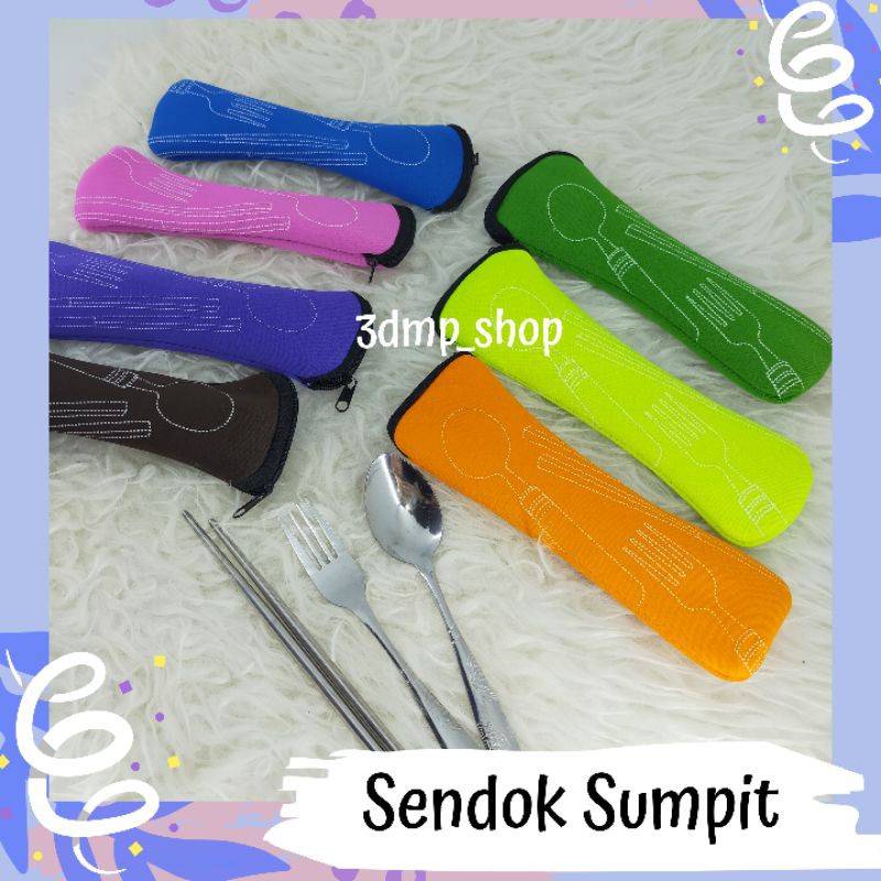 Sendok sumpit garpu set Korea sarung