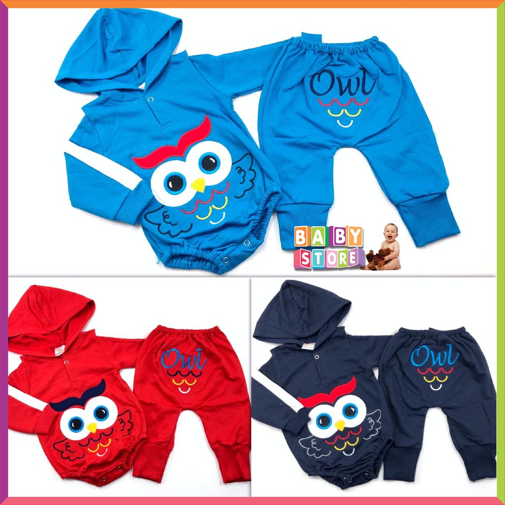 ❤ Baby Fashion ❤ SET JUMPER TOPI LENGAN PANJANG + CELANA PANJANG 3-12BLN / BABY BOY JUMPER SET