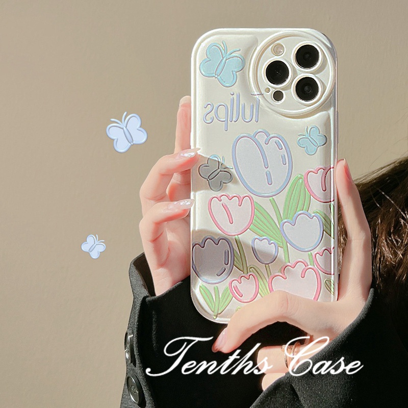 Soft Case Pelindung Desain Bunga Tulip Kupu-Kupu 50A 6i Untuk Realme C35 C31 C30 GT 10 9 Pro + C25Y C21Y C25 C25 C25s C12 C21 C20 C11 C17 7i C15 8 7 6 5 Pro