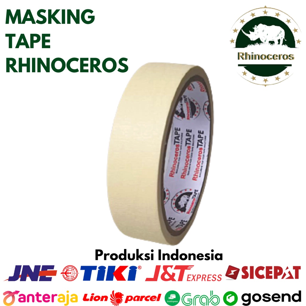 Lakban Kertas Masking Tape RHINOCEROS Tape Putih 24mm x 10m