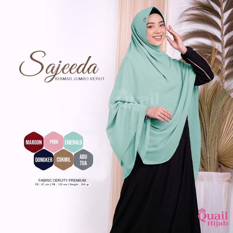 SAJEEDA ORIGINAL RAQUMI HIJAB | KHIMAR JUMBO QUAIL | KHIMAR SYARI QUAIL
