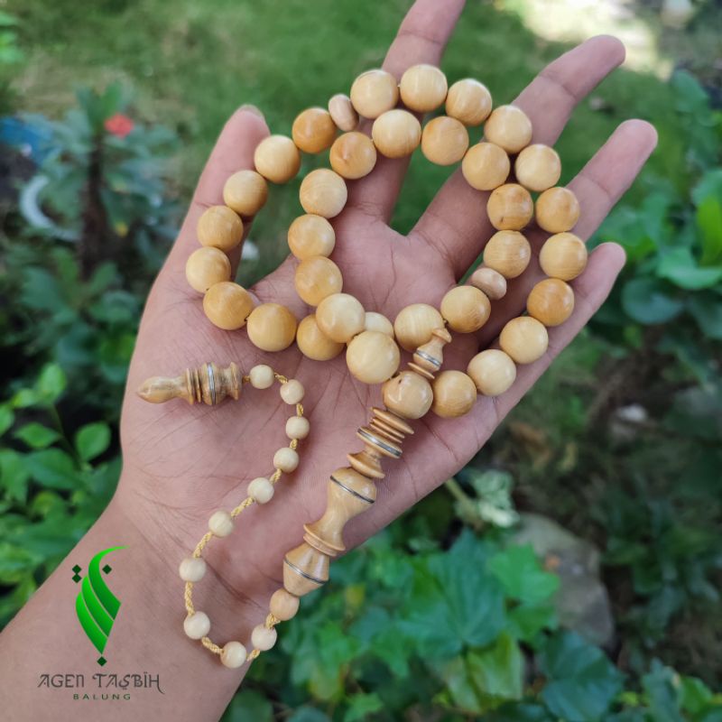 Tasbih Kayu Kemuning Gading Jumbo 33Butir_Size 12mm