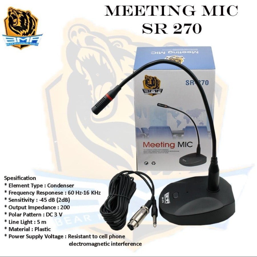 MEETING MIC BMA SR270 RAPAT METING MEJA MICROPHONE MIK SR-270 SR 270 CONDENSOR KONDENSOR MIKROPON MIKROPHONE MIK MEJA MIMBAR SR 270 METING RAPAT MI SR270 AUDIO PRODUK BMA ASLI ORI ORIGINAL