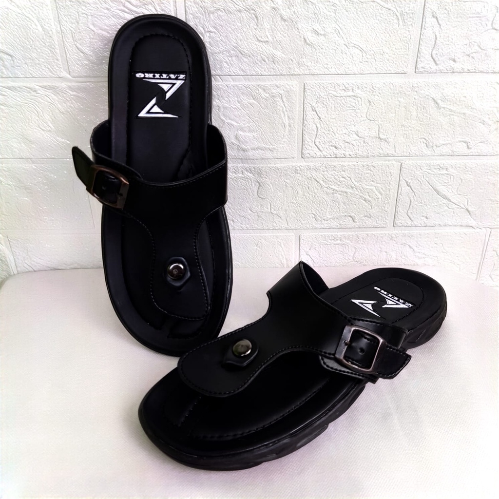 Sendal pria kulit japit original sandal jepit hitam ZATIRO cowok laki dewasa model slide casual bapak2 buat acara resmi jagong lebaran branded