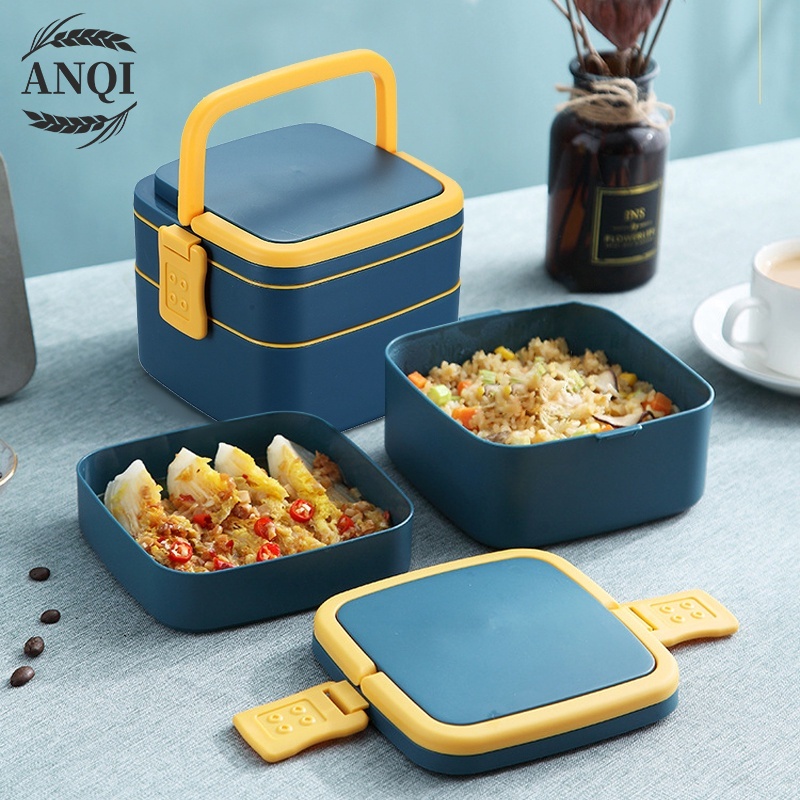 ANQI 1888 Tempat Makan 1300ml Kotak Makan Set/ Lunch Box / 2 Susun /BPA FREE/VS-64