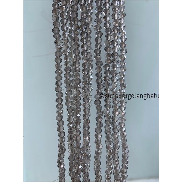 Crystal Ceko kilap 4mm SMOKY GREY QUARTZ kerajinan craft donat manik