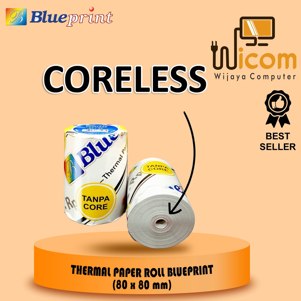 

Kertas Thermal Kertas Struk Kasir BLUEPRINT 80x80 mm - 1 Roll