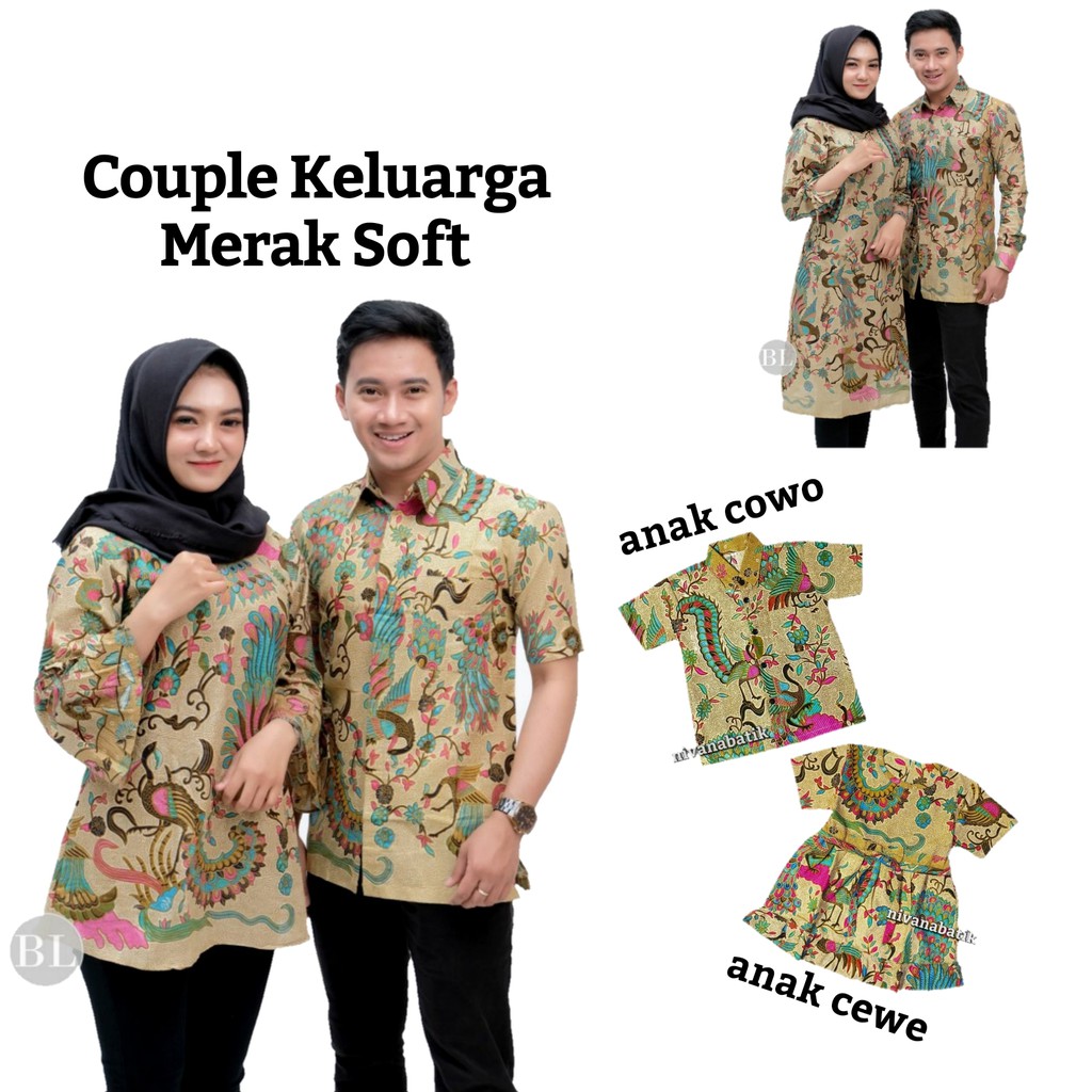 Couple Atasan Batik Keluarga Dewasa &amp; Anak Motif MERAK SOFT