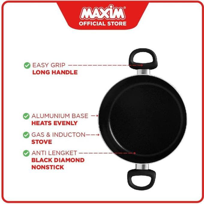 MAXIM VALENTINO 36 CM WOK (NVAL-WK-36-P-TS-W ) Wajan Penggorengan