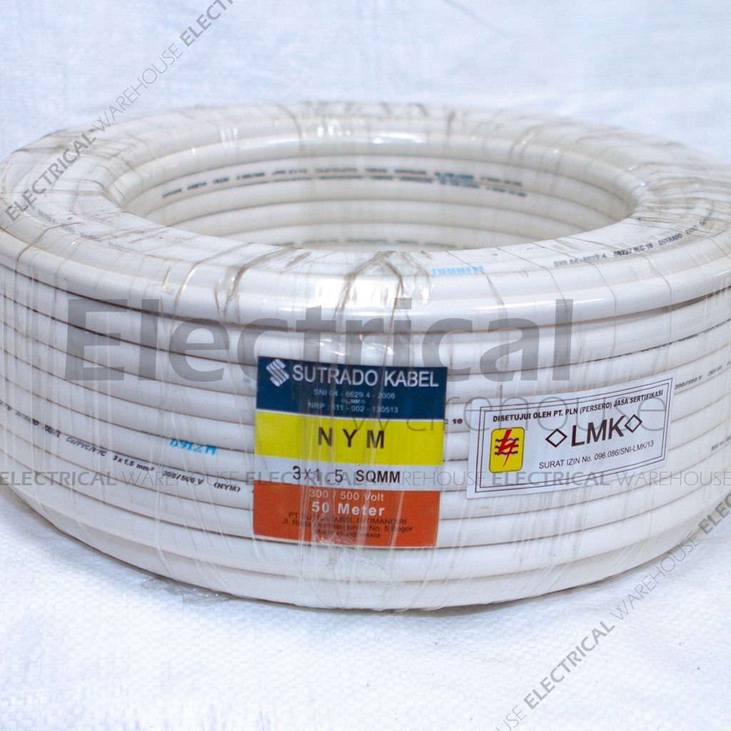 Kabel Listrik NYM 3x1.5mm2 SUTRADO 50 Meter ( 3x1.5mm 3x1.5 3 x 1.5mm 3x1.5 50M 3x1,5 )