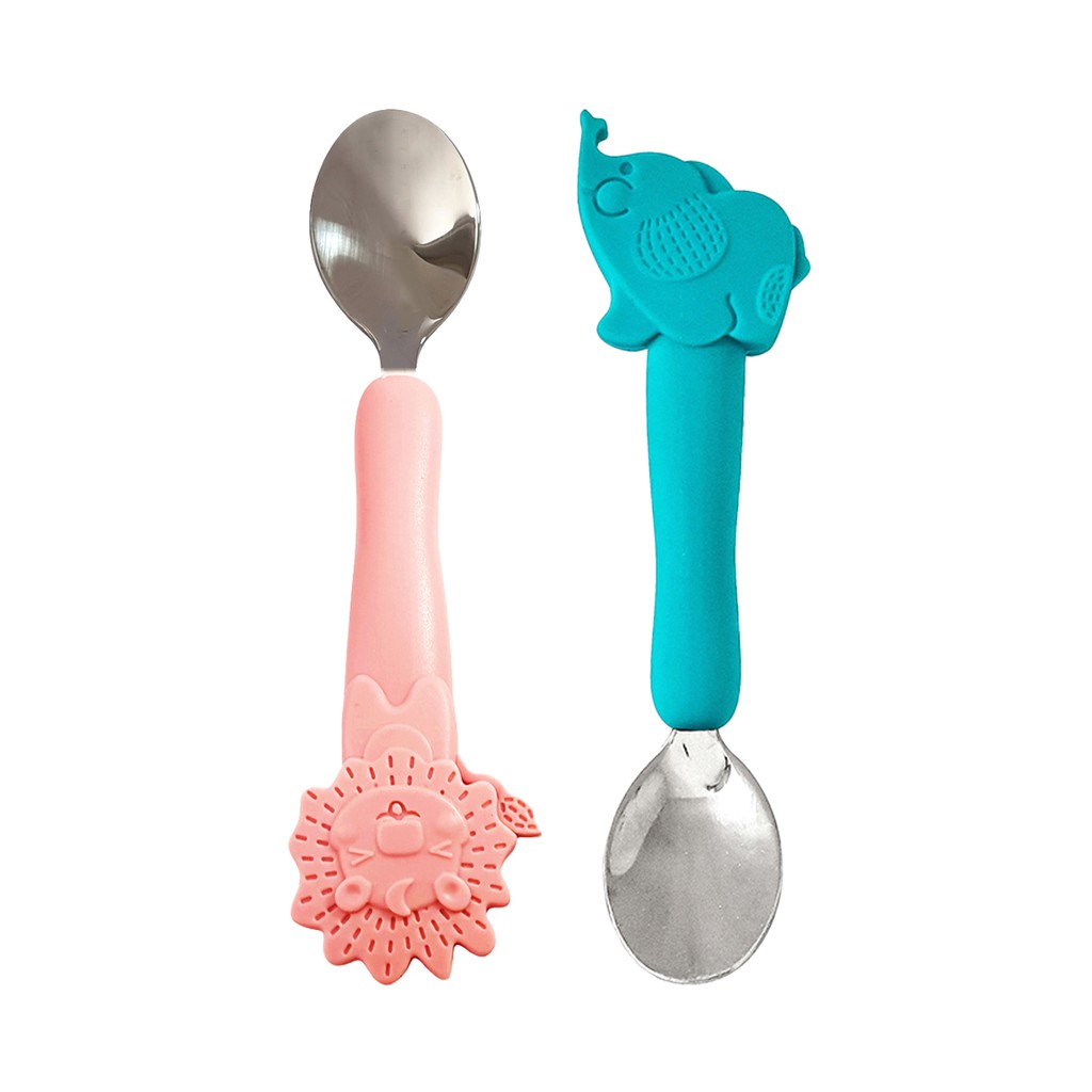 Little Giant Stainless Steel Spoon With Silicone Handle Sendok Makan Bayi LG.1124