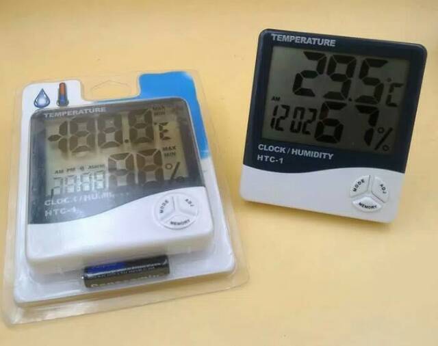 HTC-1 Digital Hygrometer Temperature Meter Termometer Clock Alarm Jam