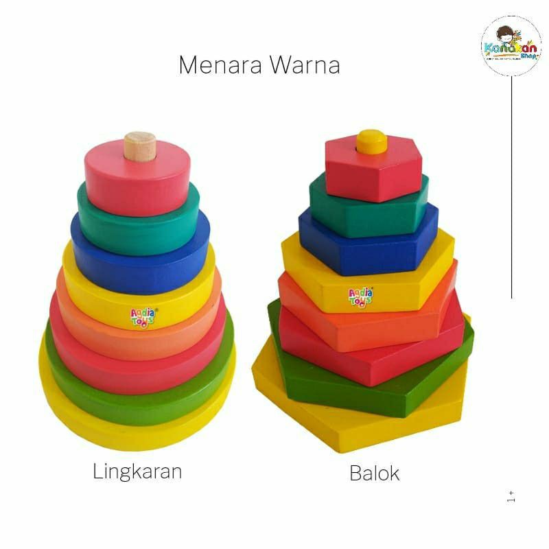 Menara Warna Kayu Mainan Kayu