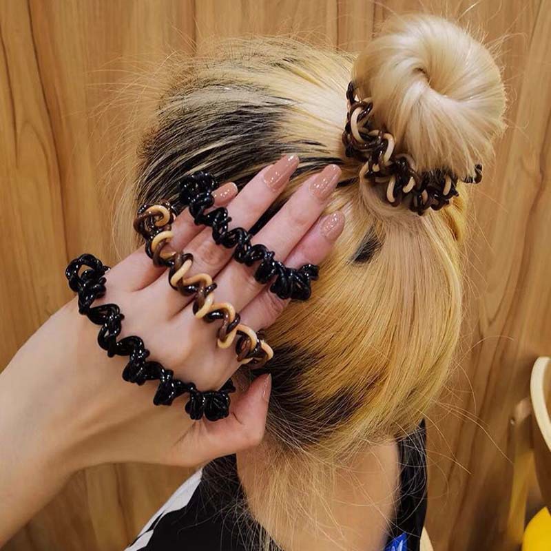 Trendy Simple Hair Accessories Rubber Telephone Line Hair Rope for Women