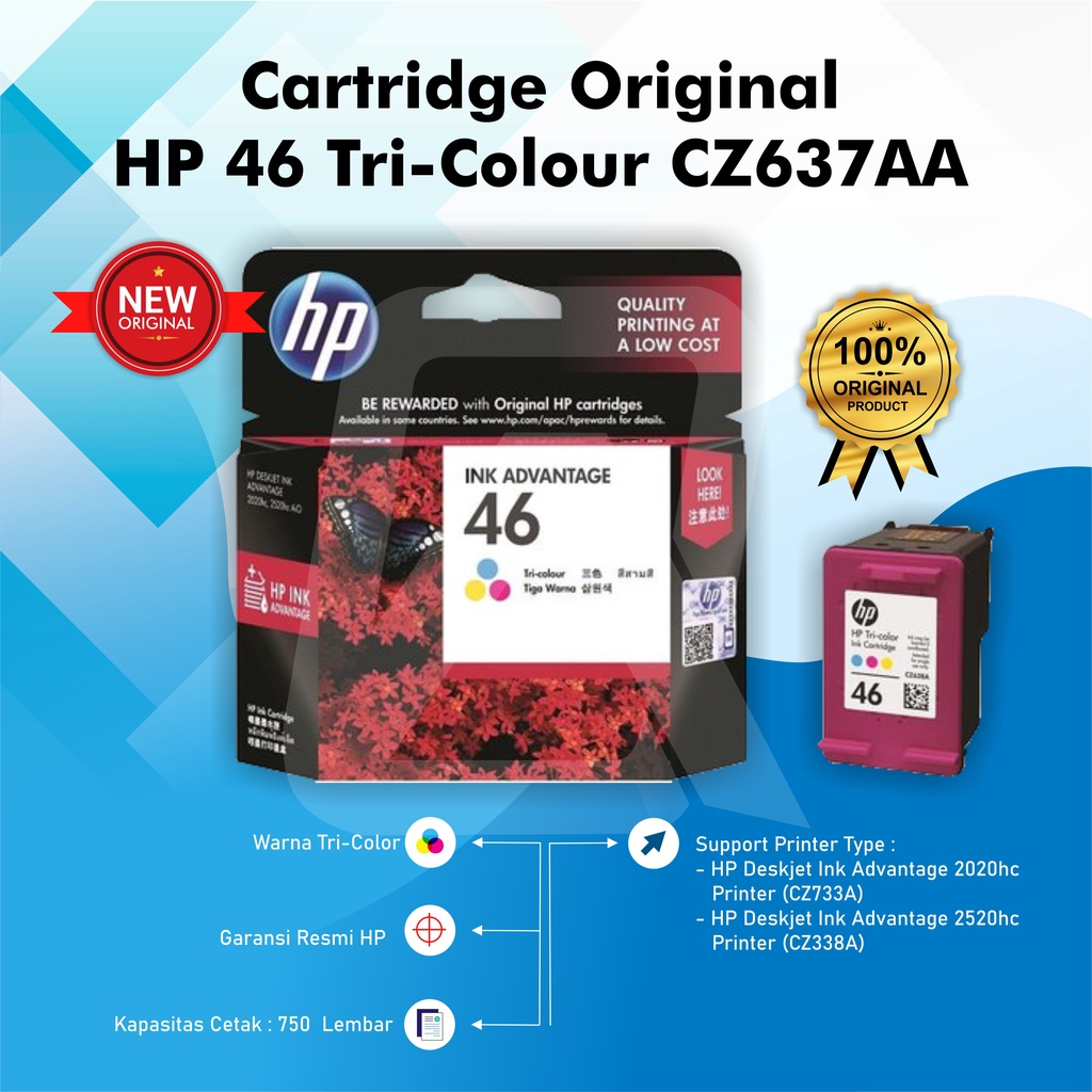 Tinta HP 46 Tri-Colour Original Ink Cartridge