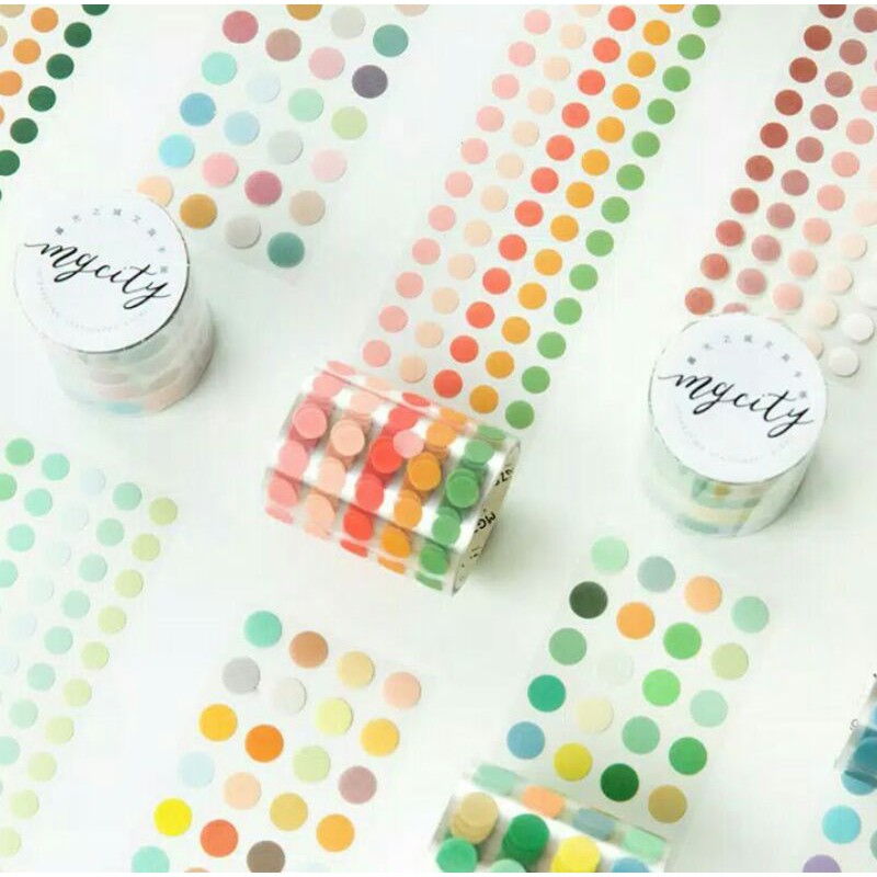 

50pcs ecer Masking Tape/Stiker/Kertas Washi motif dot/polkadot utk dekorasi scrapbook/journaling