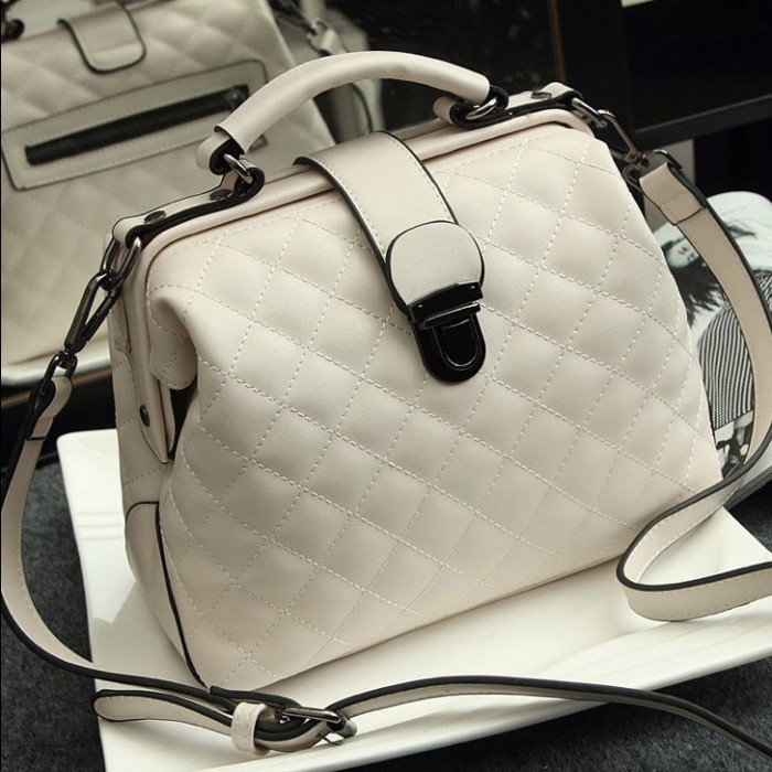 tas wanita B010-white Tas Doctor Bag Selempang Wanita Elegan Import - Putih best seller original sli