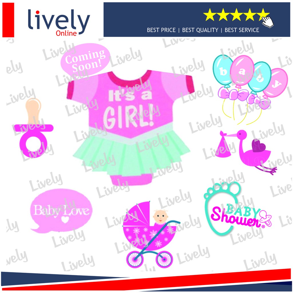 CUSTOM NAMA CAKE TOPPER KARAKTER BABY SHOWER BABY GIRL HIASAN KUE HBD HAPPY BIRTHDAY