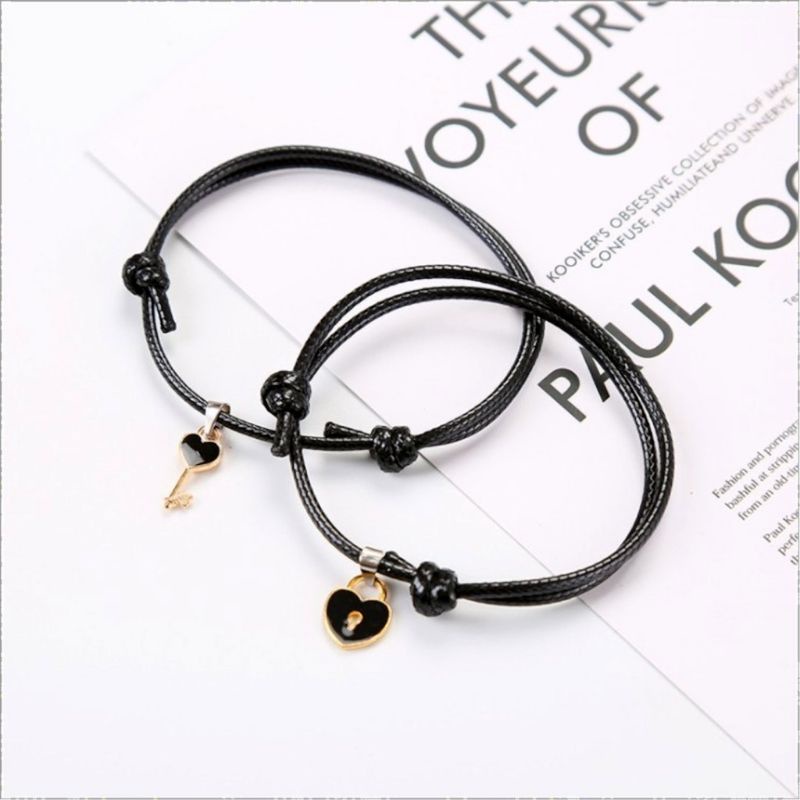 { 2pcs/1 Pasang } Gelang Couple Magnet My Friend Gelang Gembok Kunci Magnet