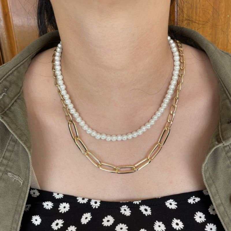 Melisa Necklace/ kalung panjang bahan tahan karat bisa untuk Hijabers