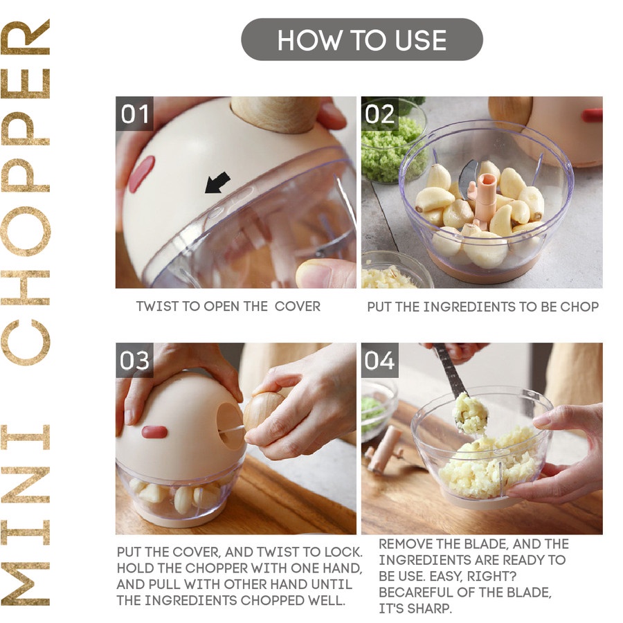 Mini Chopper / manual chopper / mesin penggiling untuk sayur / daging