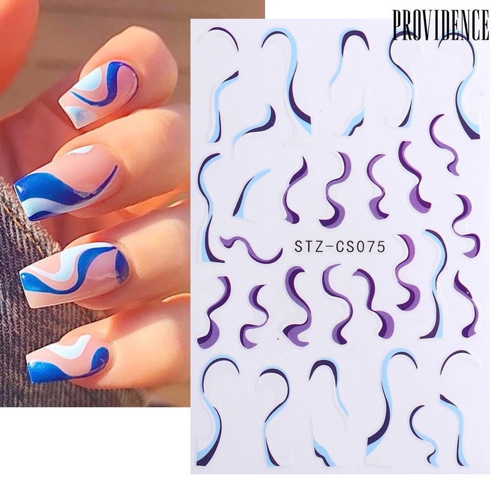 Providence 7Pcs/Set Nail Line Sticker French Style Strip Patterns Ultra Thin 3D Geometry Irregular Whirling Wave Cow Decal for Manicure