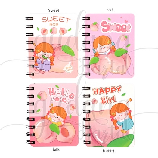 Notebook A7 Spiral Peach Girl Notepad Buah Peach Unik GH 308046