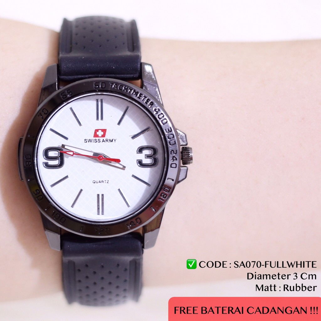 Jam tangan wanita sporty karet rubber casual hitam PK001 SA070