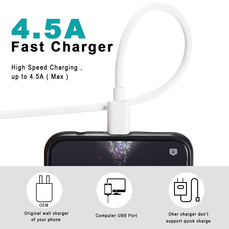 GROTIC Kabel Data Type-C 200cm Super Fast Charging 4.5A 44W untuk OPPO Xiaomi Huawei Phone-3