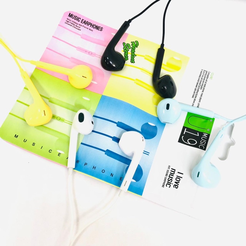 HF VIBOX MACARON U19 PACKING PLASTIK WARNA SOFT COLOUR ENJOY MUSIC EARPHONE