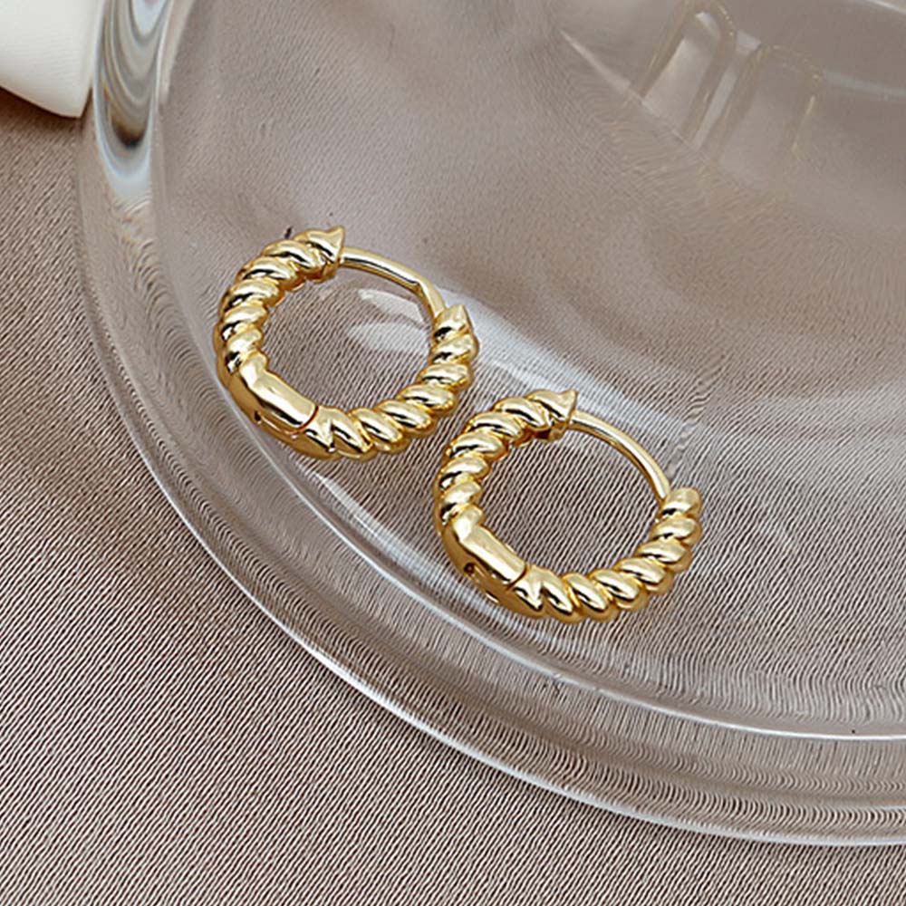 Anting Bulat Kecil Bahan Metal Lapis Emas Untuk Wanita