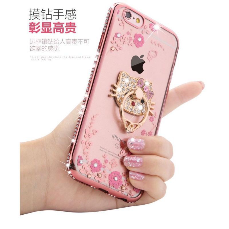 Softcase FLOWER SWAROVSKY+ Ring SwarovskyFor HP Samsung M30 J5pro Oppo F3+ F11 A39 A57 Xiaomi Pocophone F1 Redmi 5 Vivo V11 Pro V15 Pro Iphone 5G