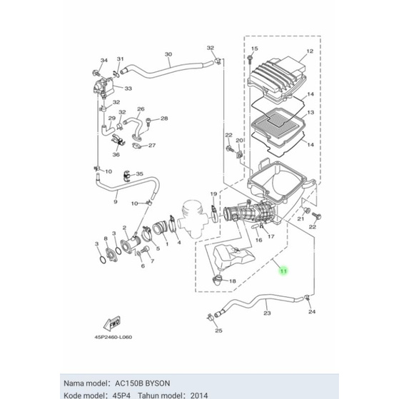 AIR CLEANER ASSY BOX FILTER UDARA SET BYSON ASLI ORI YAMAHA 45P E4410 00