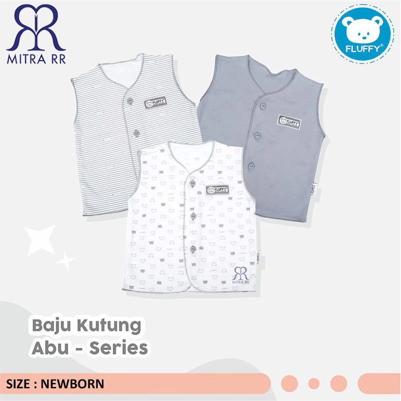 Fluffy Baju Panjang Baju Pendek Bayi (3Pcs) - Newborn S M L / Abu Khaki